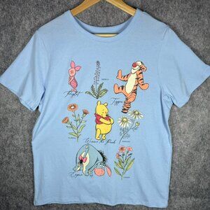 Disney T-shirt Unisex Large Winnie The Pooh Group Tigger Piglet Eeyore Floral